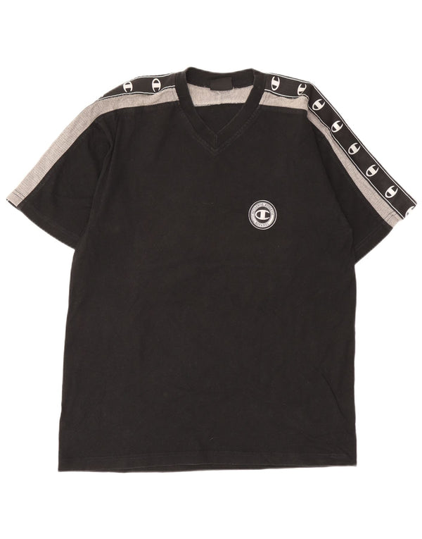 Champion Mens Graphic T-Shirt Top Large Black Colourblock