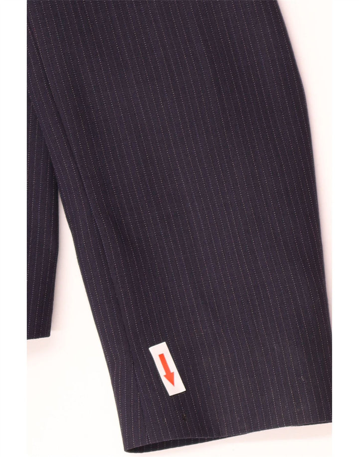 Jaqueta blazer feminina vintage com 1 botão IT 46 risca de giz grande azul marinho