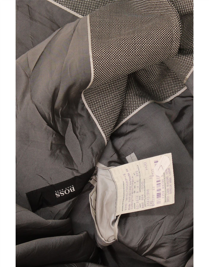 Jaqueta Blazer Masculina Hugo Boss com 3 Botões EU 50 Lã Cinza Grande