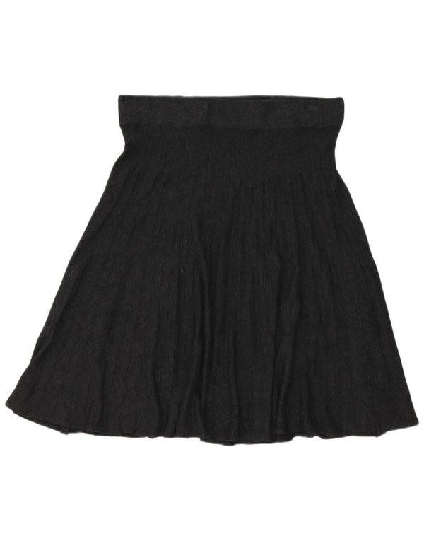 Saia feminina Marks & Spencer cintura alta evasê Reino Unido 16 grande W38 cinza