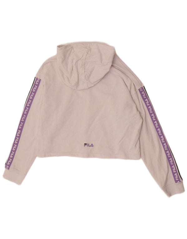 Fila Suéter feminino com capuz gráfico cropped 13-14 anos branco algodão colorblock