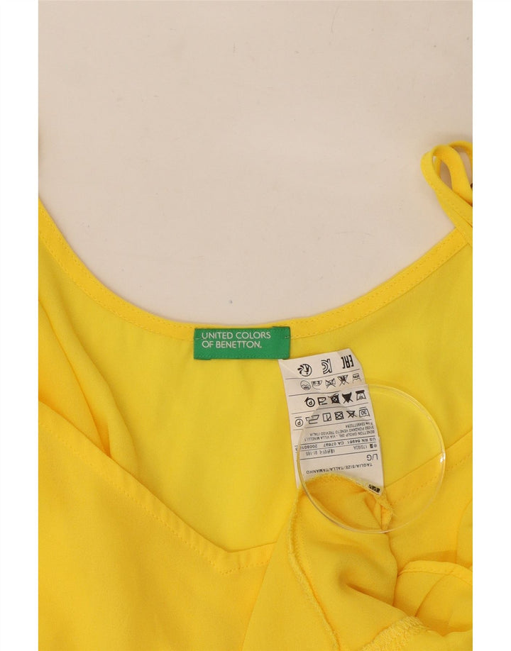Top Cami feminino Benetton UK 16 grande poliéster amarelo