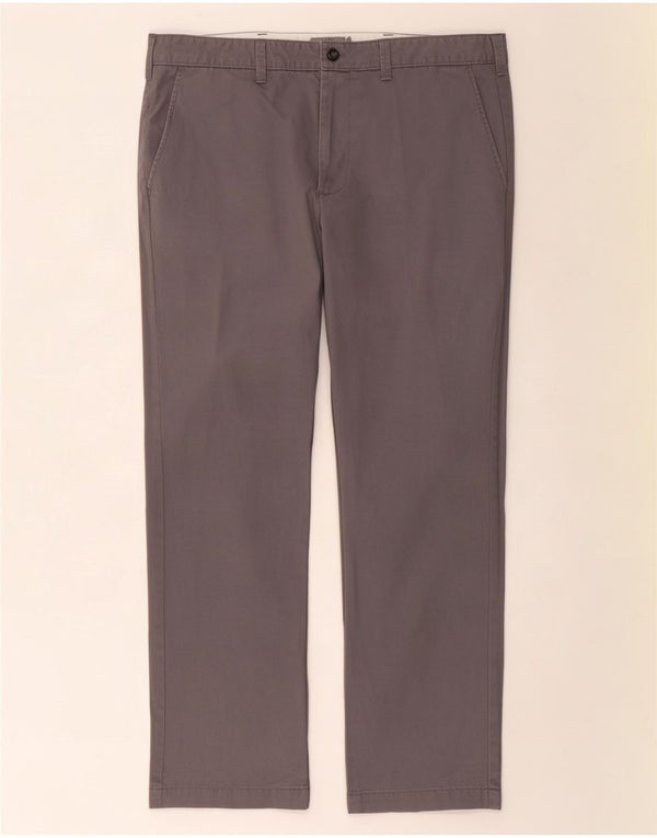 Calça chino reta masculina Marks & Spencer W38 L31 algodão cinza