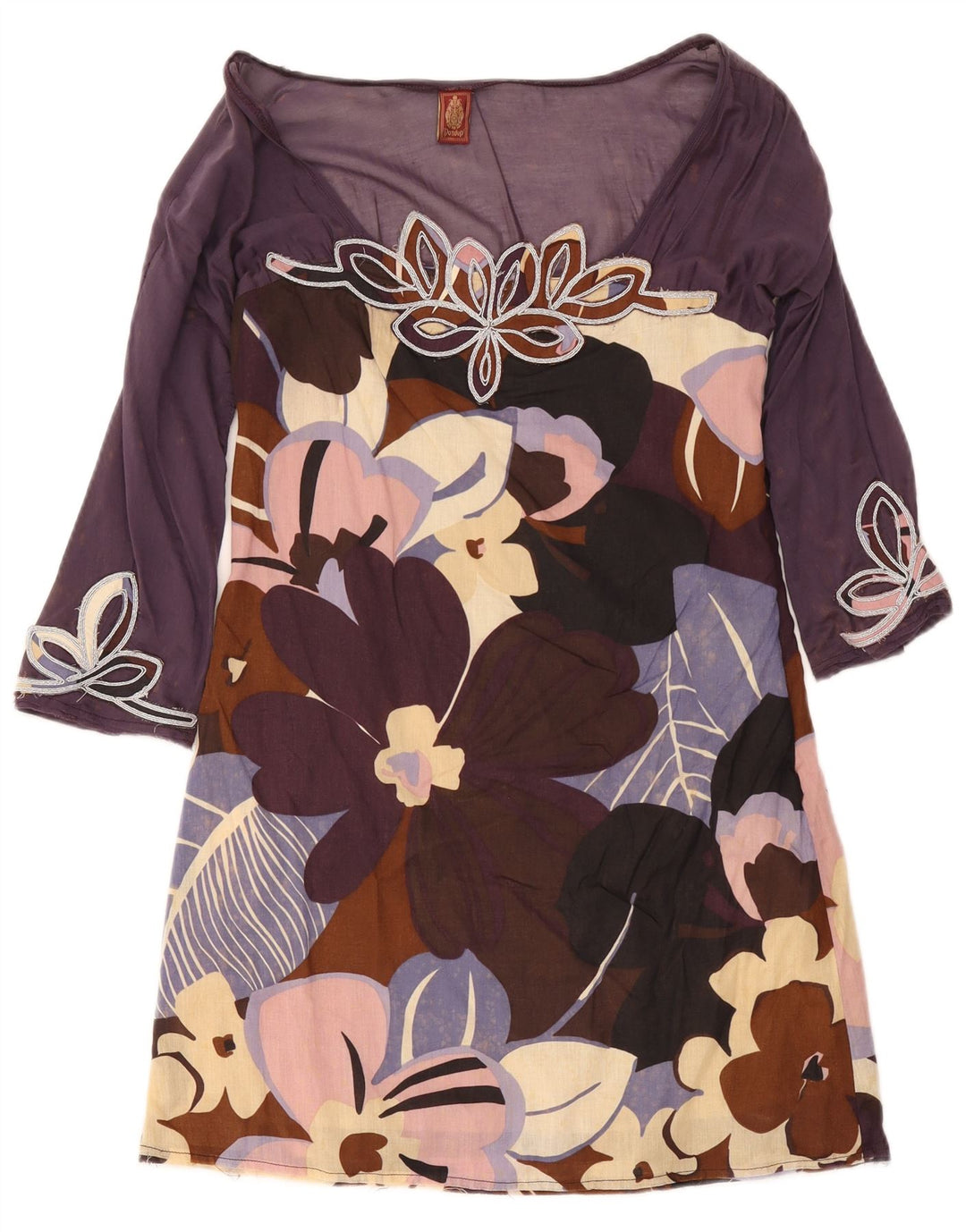 Vestido feminino Dondup manga 3/4 IT 44 médio floral multicolorido