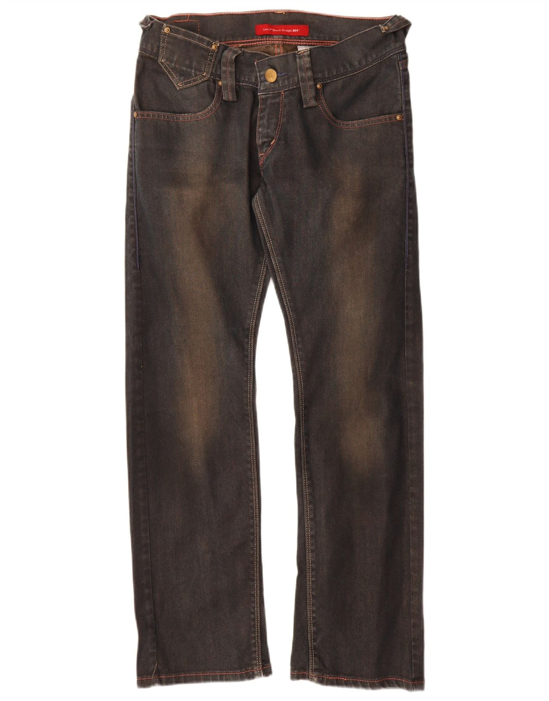Calça jeans feminina Levi's 504 Slouch Straight US 8 médio W29 L30 azul marinho