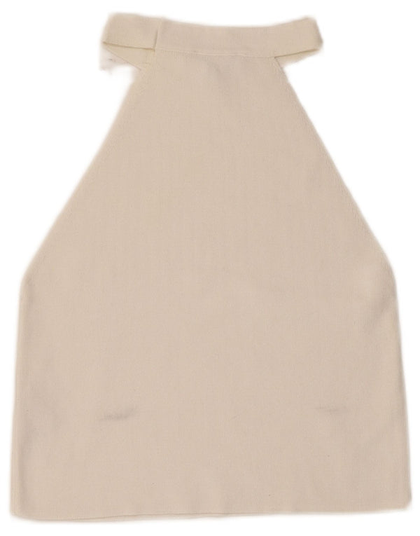 Topshop feminino cropped top UK 8 pequeno viscose branca