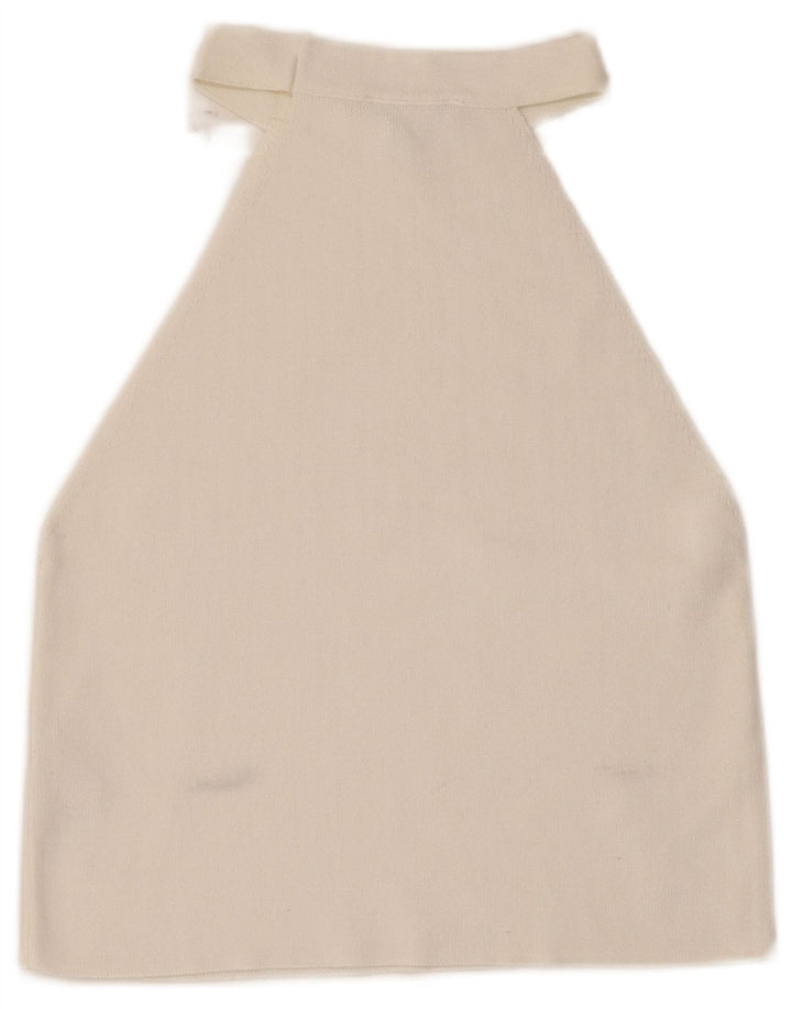 Topshop feminino cropped top UK 8 pequeno viscose branca