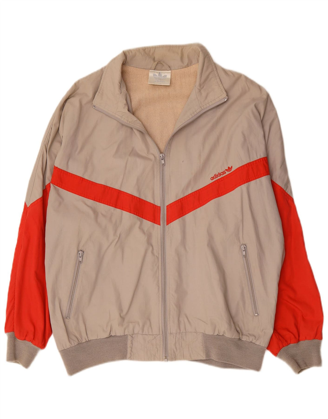 Adidas Mens Tracksuit Top Jacket IT 54 XL Bege Colourblock Poliéster