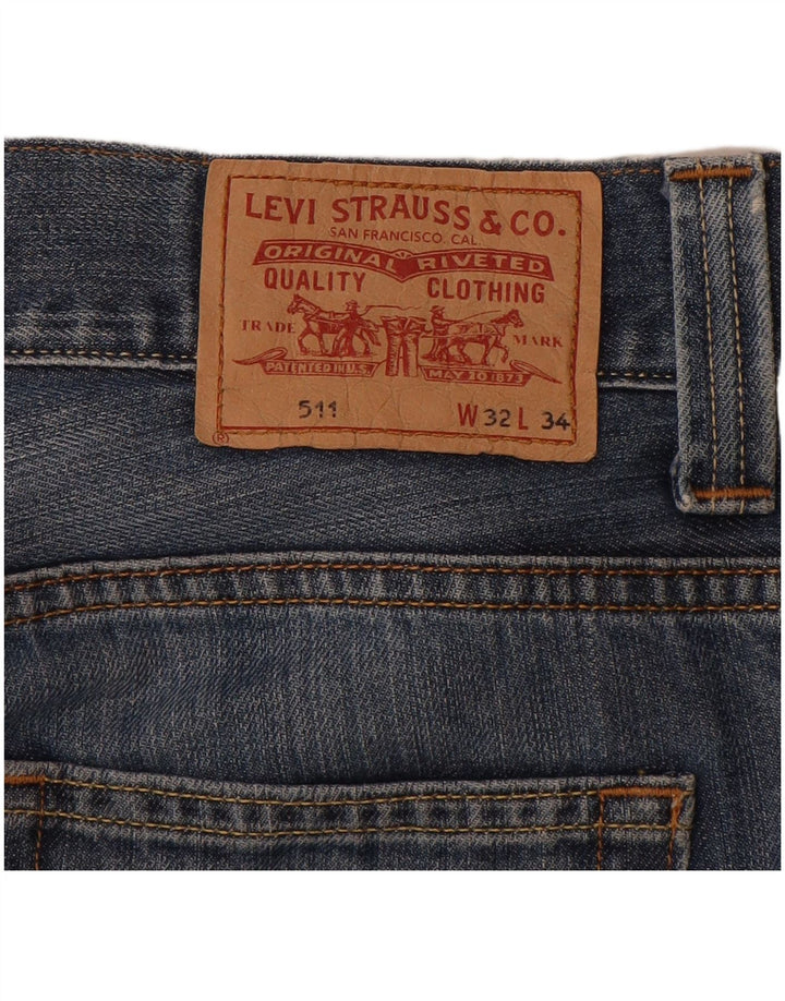 LEVI'S Mens 511 Slim Denim Shorts W32 Médio Algodão Azul