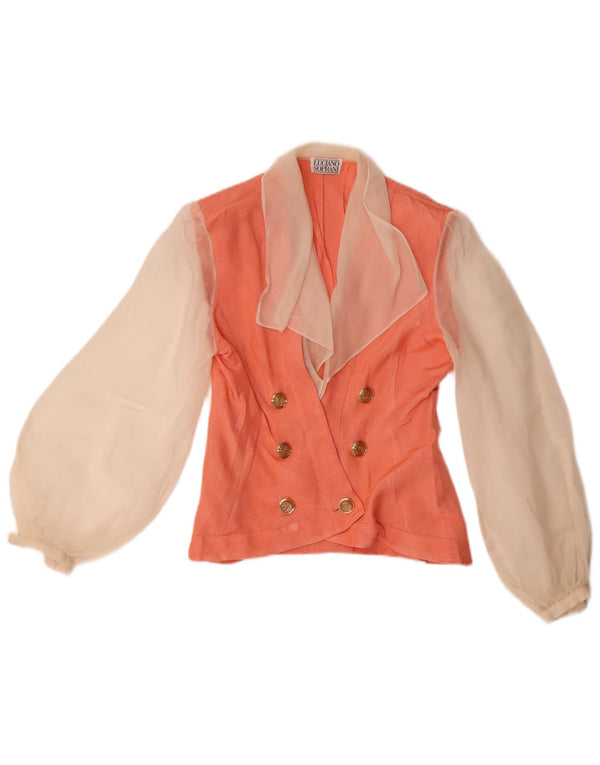 Blusa camisa feminina Luciano Soprani Reino Unido 10 bloco colorido rosa pequeno