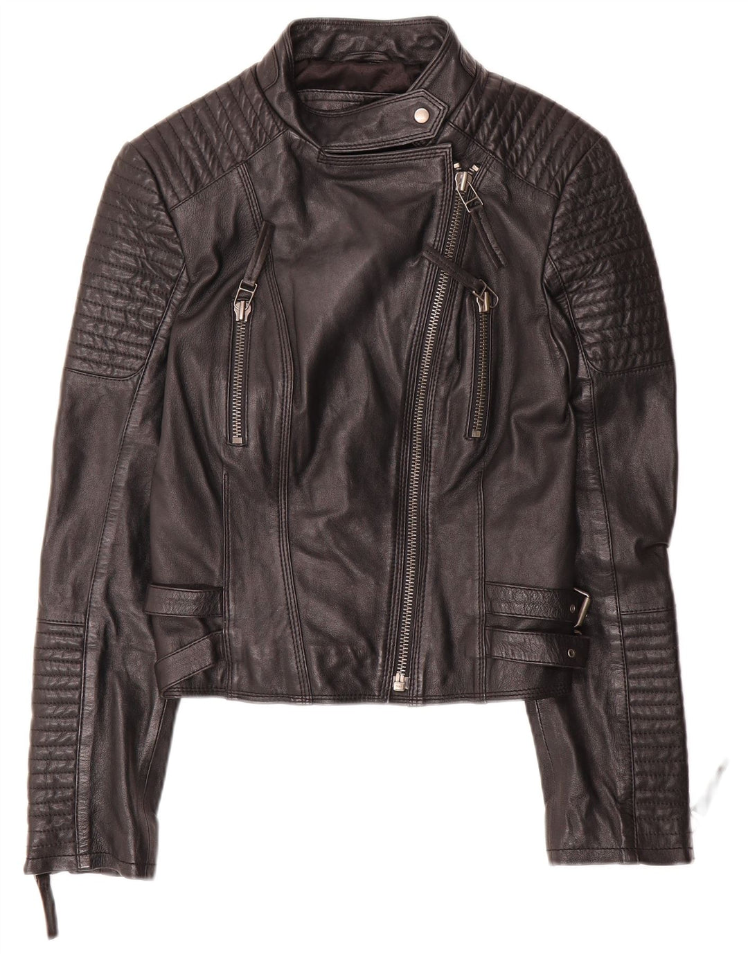 Cigno Nero Jaqueta feminina de couro cropped IT 38 XS couro preto