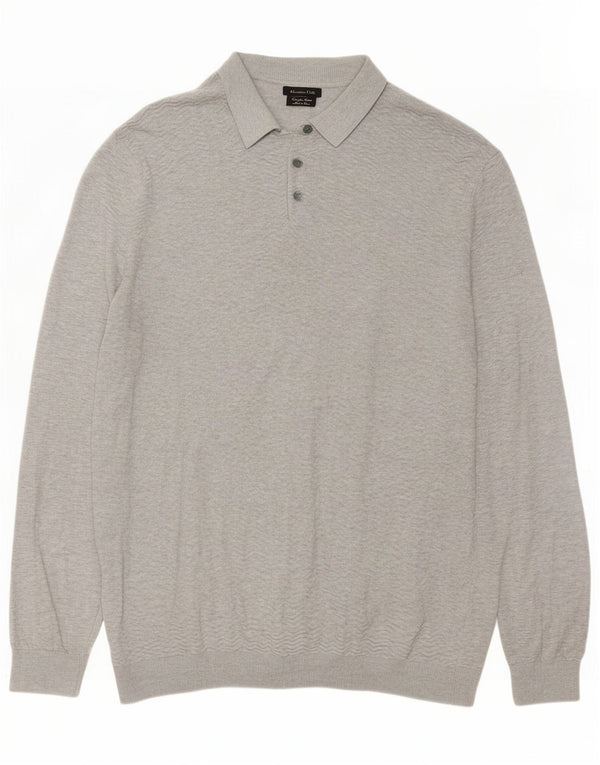Suéter masculino Massimo Dutti com gola polo e algodão cinza XL