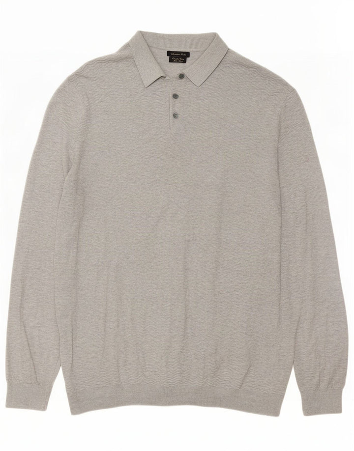 Suéter masculino Massimo Dutti com gola polo e algodão cinza XL