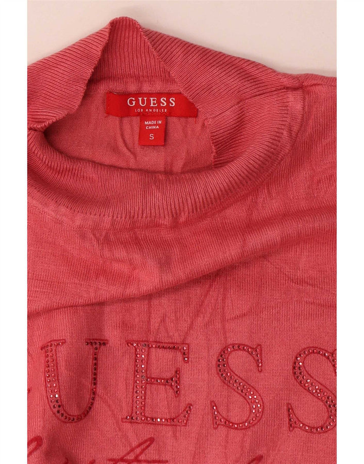 Suéter feminino Guess com gola tartaruga gráfica Reino Unido 10 pequeno rosa