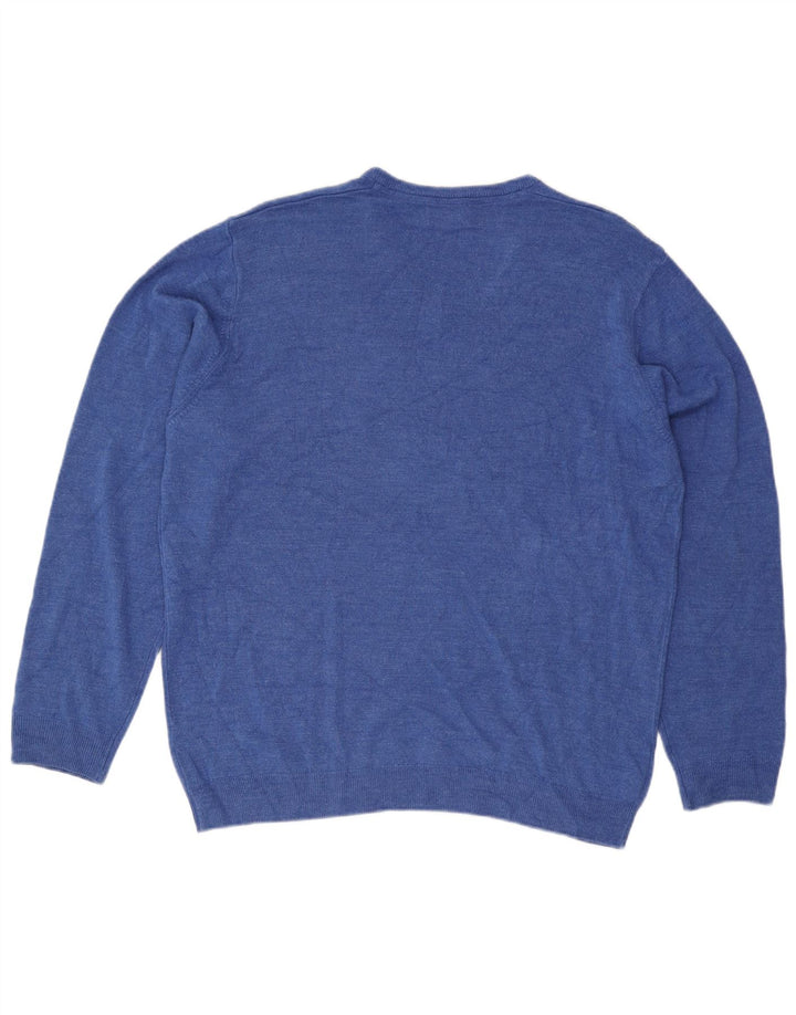 Suéter masculino Marks & Spencer com decote em V 2XL azul acrílico