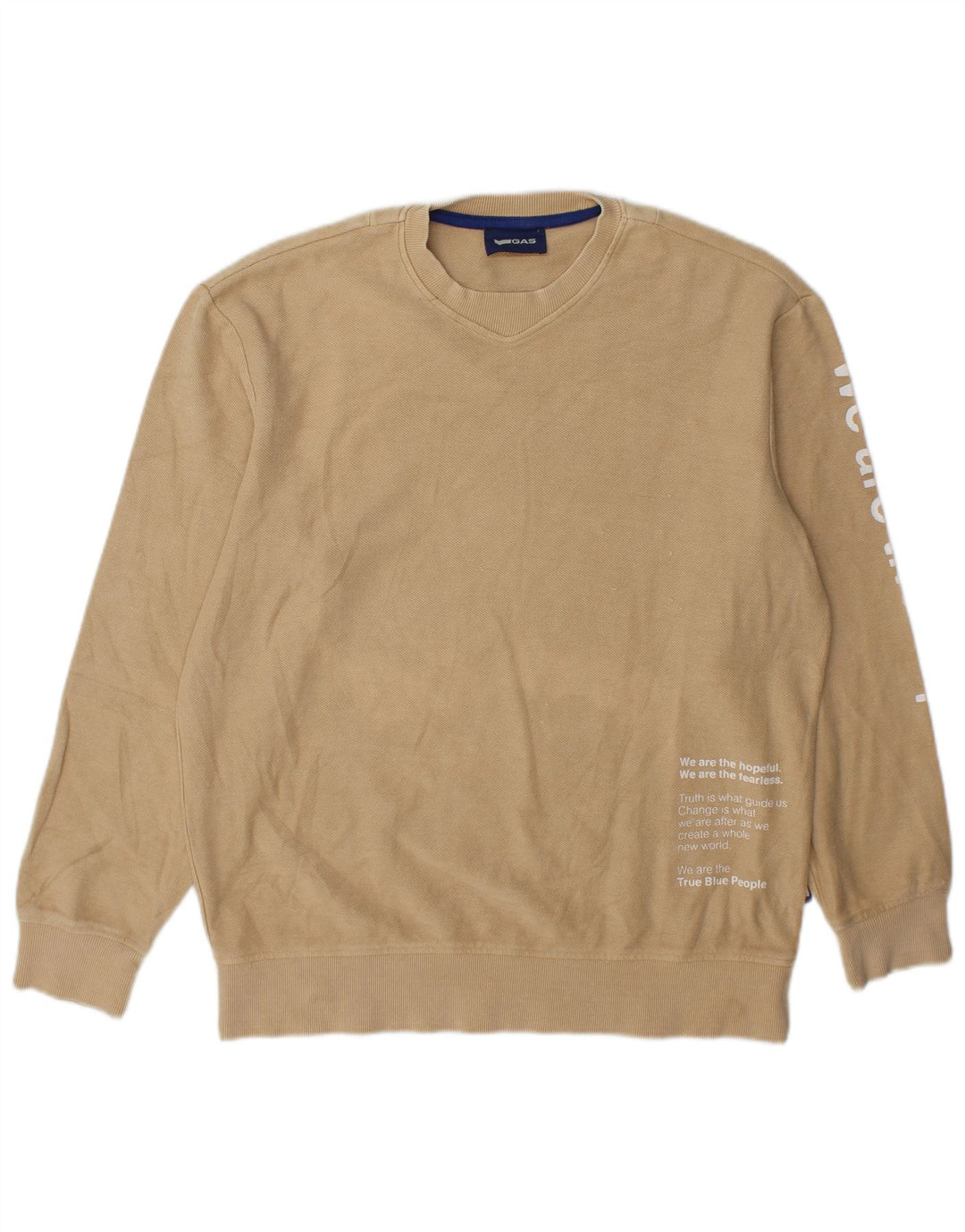 Gas Mens Graphic Moletom Jumper Médio Algodão Bege