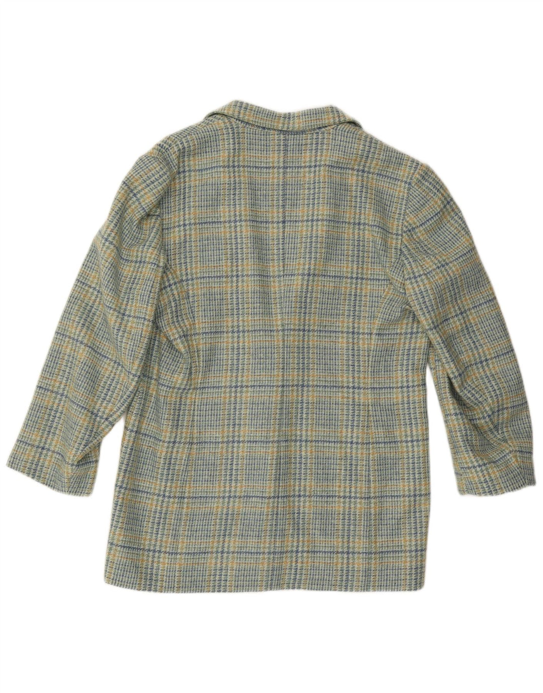 Jaqueta blazer feminina vintage com 2 botões IT 46 grande lã xadrez azul