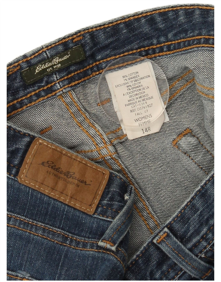 EDDIE BAUER Calça jeans feminina bootcut EUA 14 XL W36 L30 algodão azul