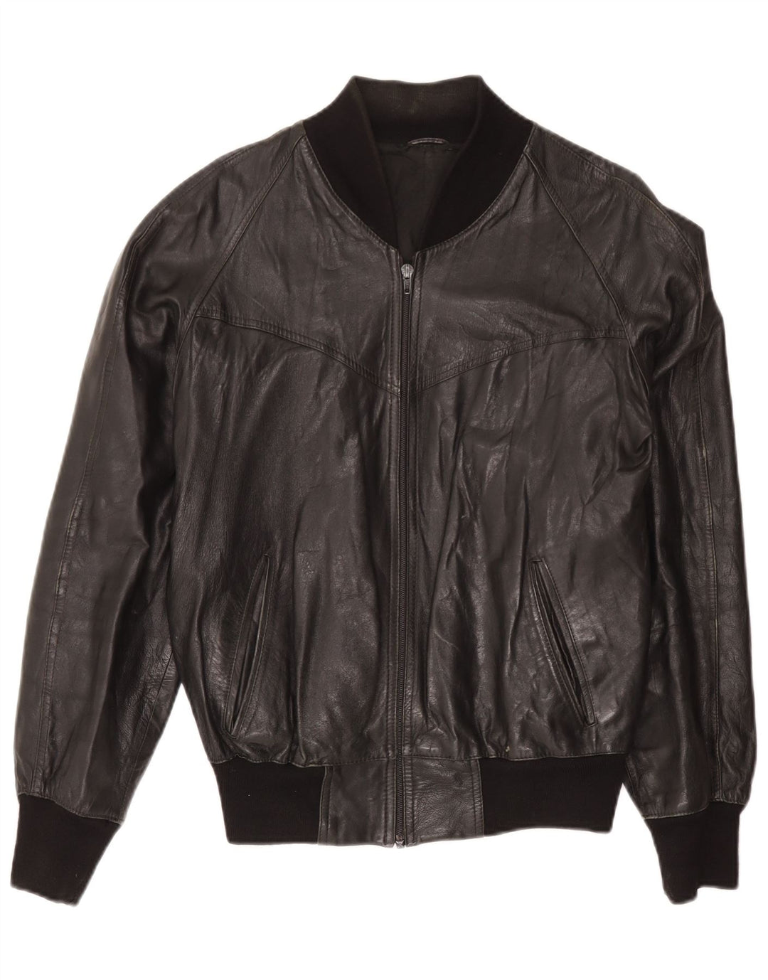 Jaqueta de couro masculina vintage UK 40 grande preta