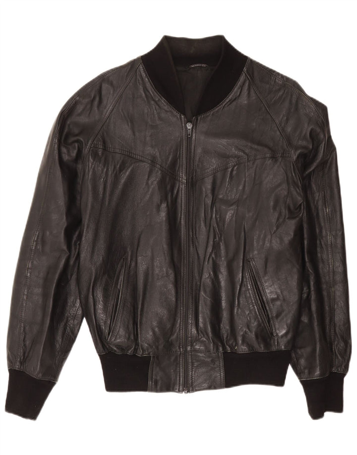 Jaqueta de couro masculina vintage UK 40 grande preta