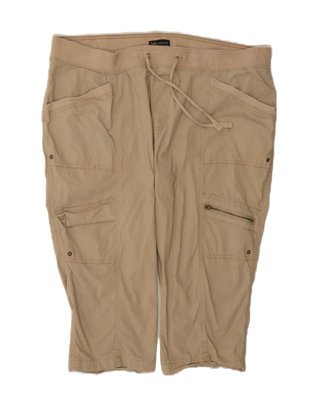 LEE Womens Relaxed Fit Capri Cargo Trousers US 24 4XL W48 L20 Beige Cotton Vintage Lee and Second-Hand Lee from Messina Hembry 