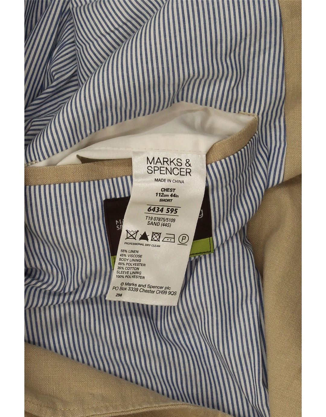 Jaqueta blazer masculina de 2 botões Marks & Spencer Reino Unido 40 grande linho bege