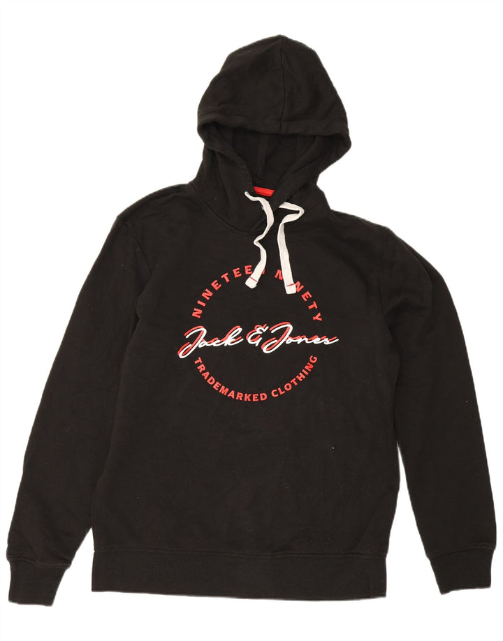 Jack & Jones moletom com capuz gráfico masculino grande preto