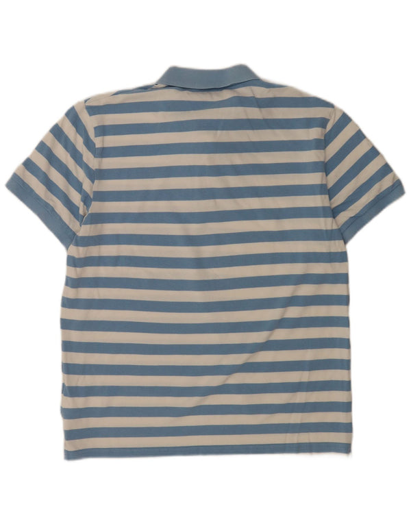 Camisa polo masculina Gant grande algodão listrado azul