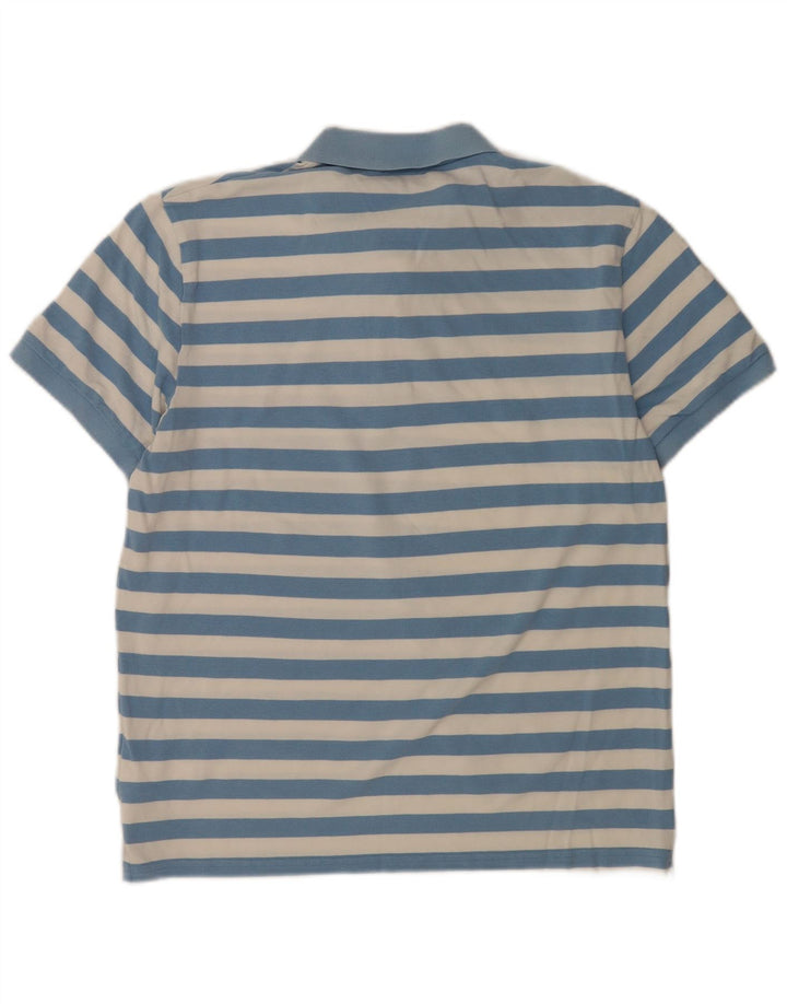 Camisa polo masculina Gant grande algodão listrado azul