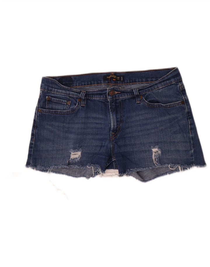 Shorts jeans feminino Levi's 524 Distressed Super Low US 11 Grande W32 Azul