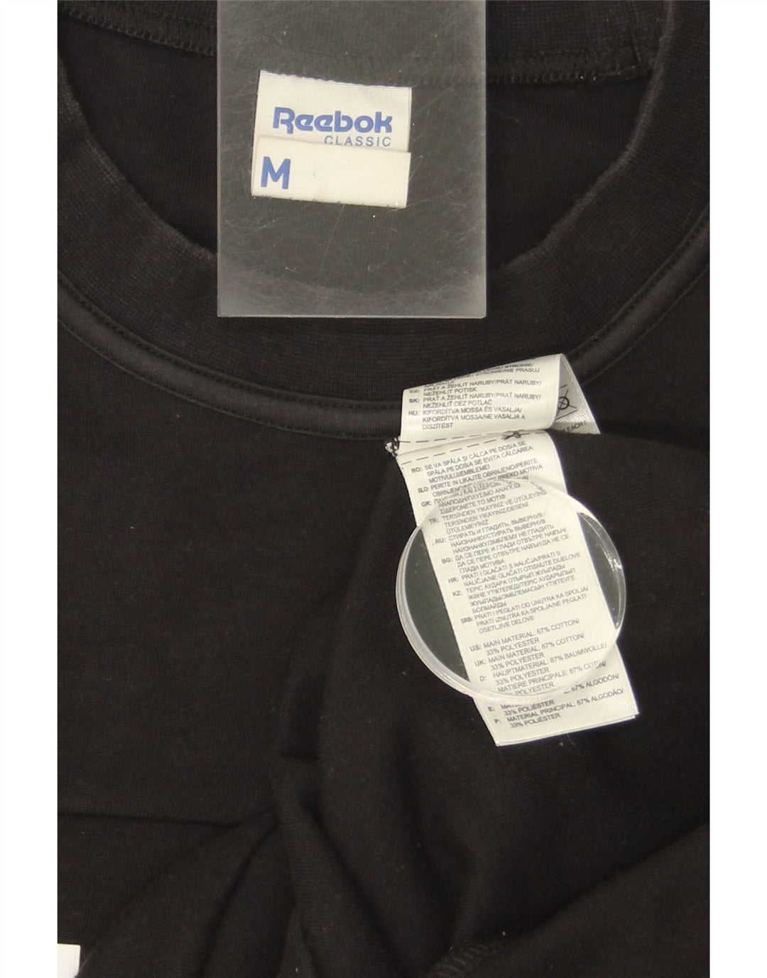 REEBOK Mens Graphic Sweatshirt Jumper Medium Black Cotton Vintage Reebok and Second-Hand Reebok from Messina Hembry 