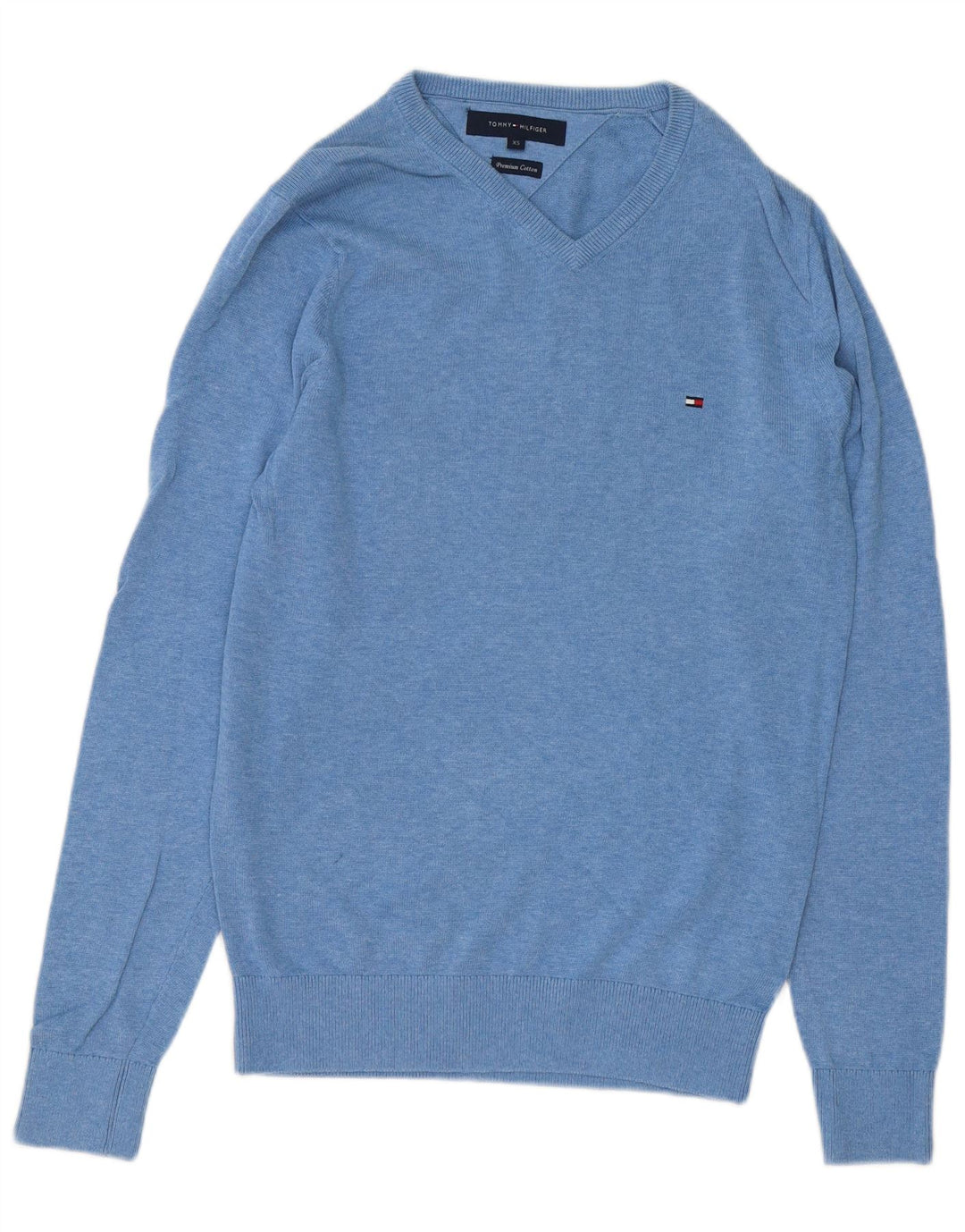 Suéter masculino TOMMY HILFIGER com decote em V XS azul algodão