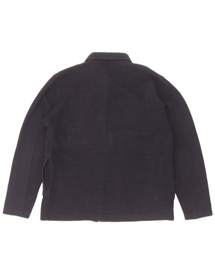 Zara Camisa masculina overshirt média azul marinho algodão