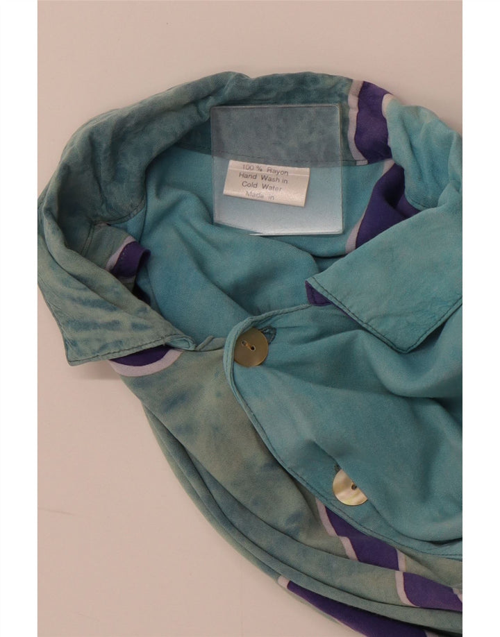 Camisa masculina VINTAGE com padrão abstrato XL azul rayon