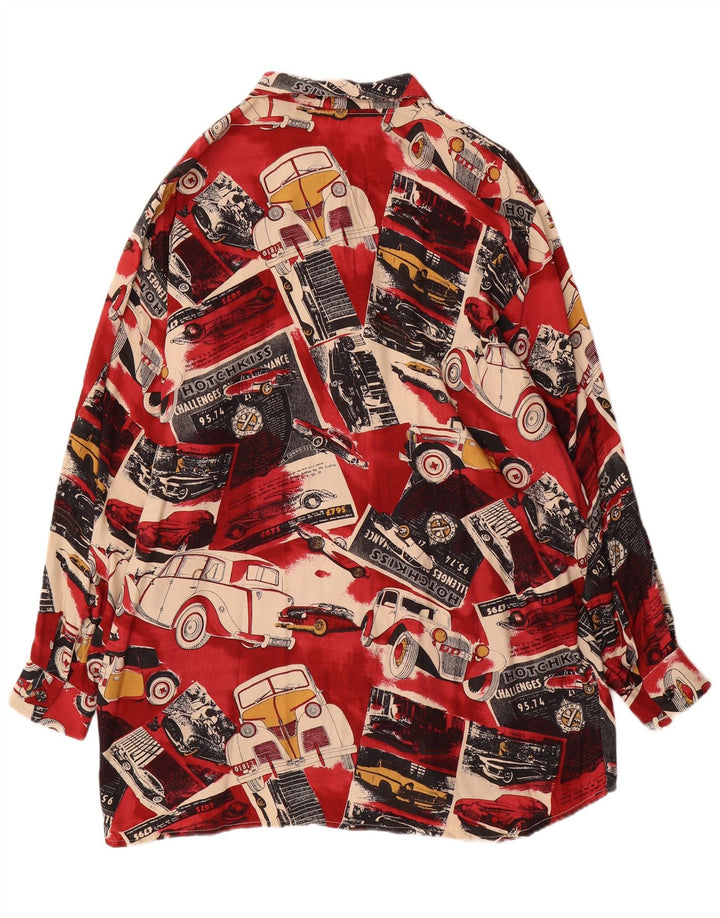 Vintage feminino abstrato padrão camisa 3XL carros multicoloridos
