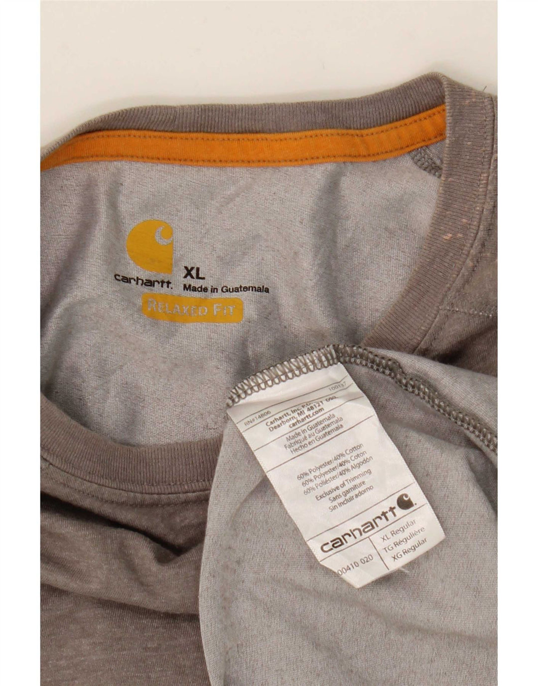 Camiseta masculina Carhartt com ajuste relaxado XL cinza poliéster