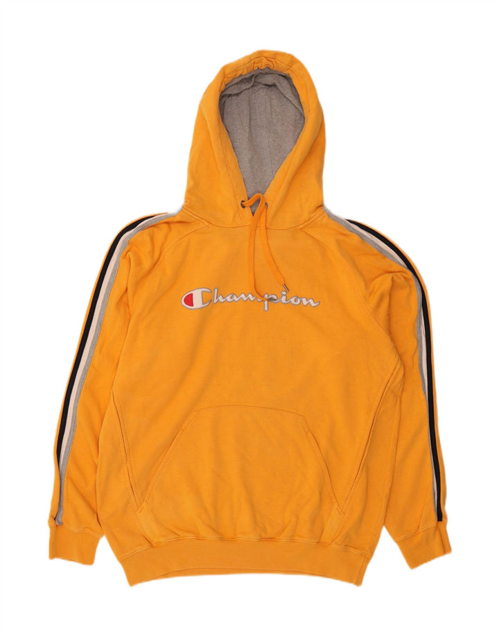 CHAMPION Mens Graphic Hoodie Jumper XL Yellow Cotton Vintage Champion and Second-Hand Champion from Messina Hembry 