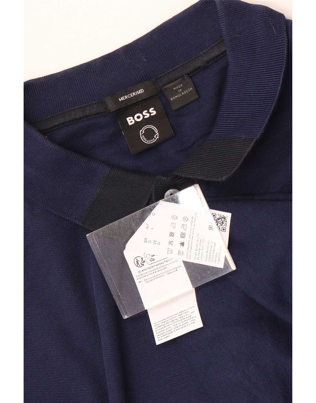 Camisa polo masculina Hugo Boss grande algodão azul marinho