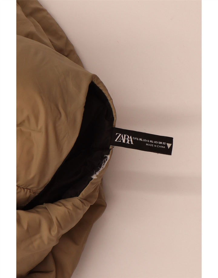 Colete acolchoado feminino ZARA UK 16 grande preto
