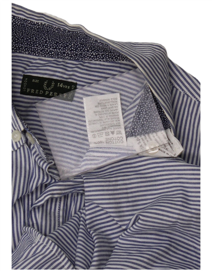 Camisa masculina FRED PERRY 13-14 anos azul marinho risca de giz algodão