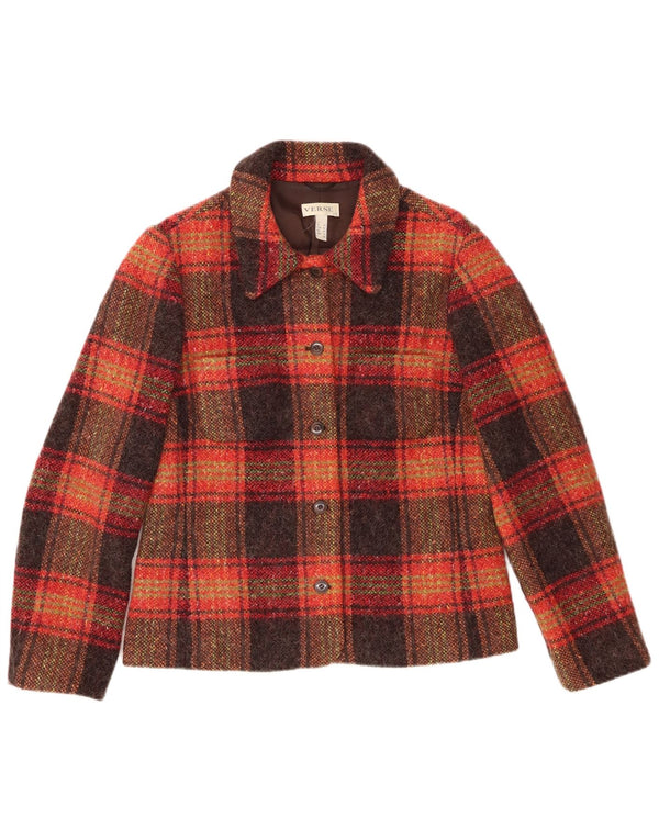 Jaqueta blazer feminina Verse com 5 botões Reino Unido 14 grande lã xadrez marrom