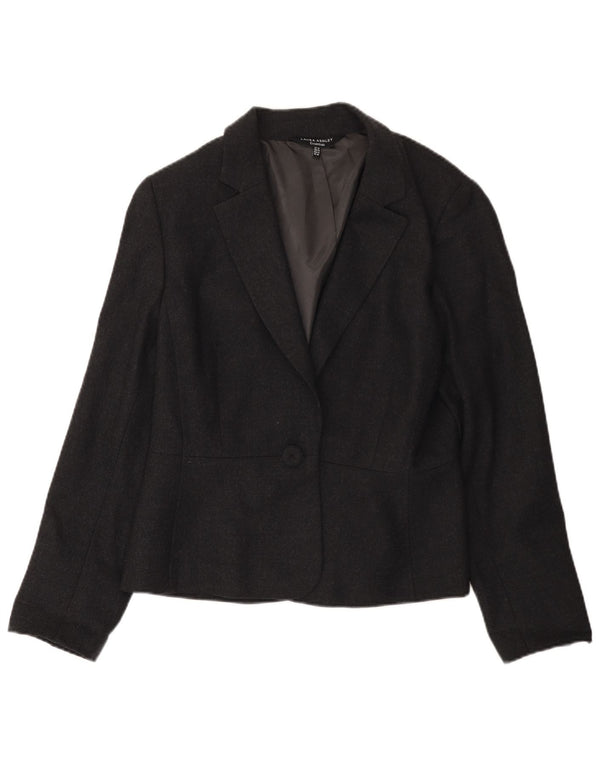 Jaqueta blazer feminina Laura Ashley com 1 botão Reino Unido 18 XL lã cinza