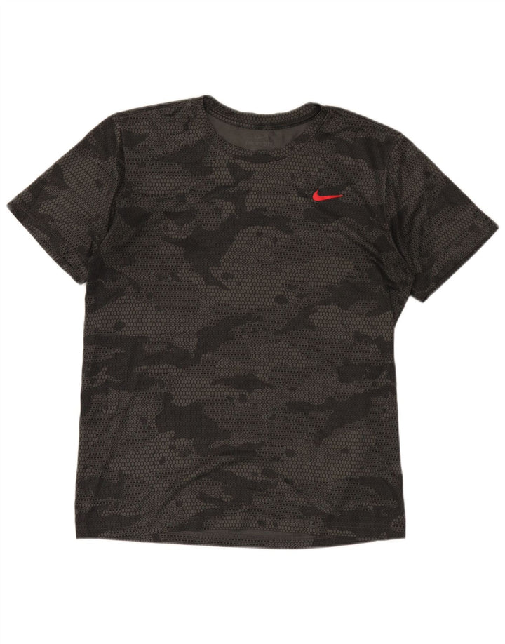 Camiseta masculina Nike Top médio preto camuflado poliéster