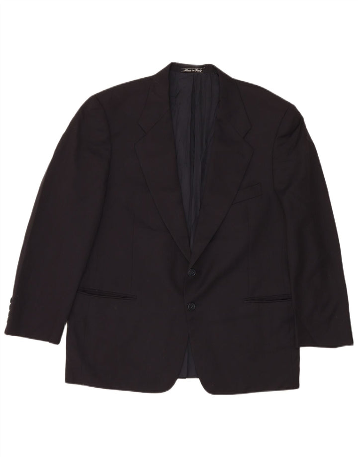 Jaqueta blazer masculina de 2 botões Marks & Spencer Reino Unido 42 XL azul marinho nova lã
