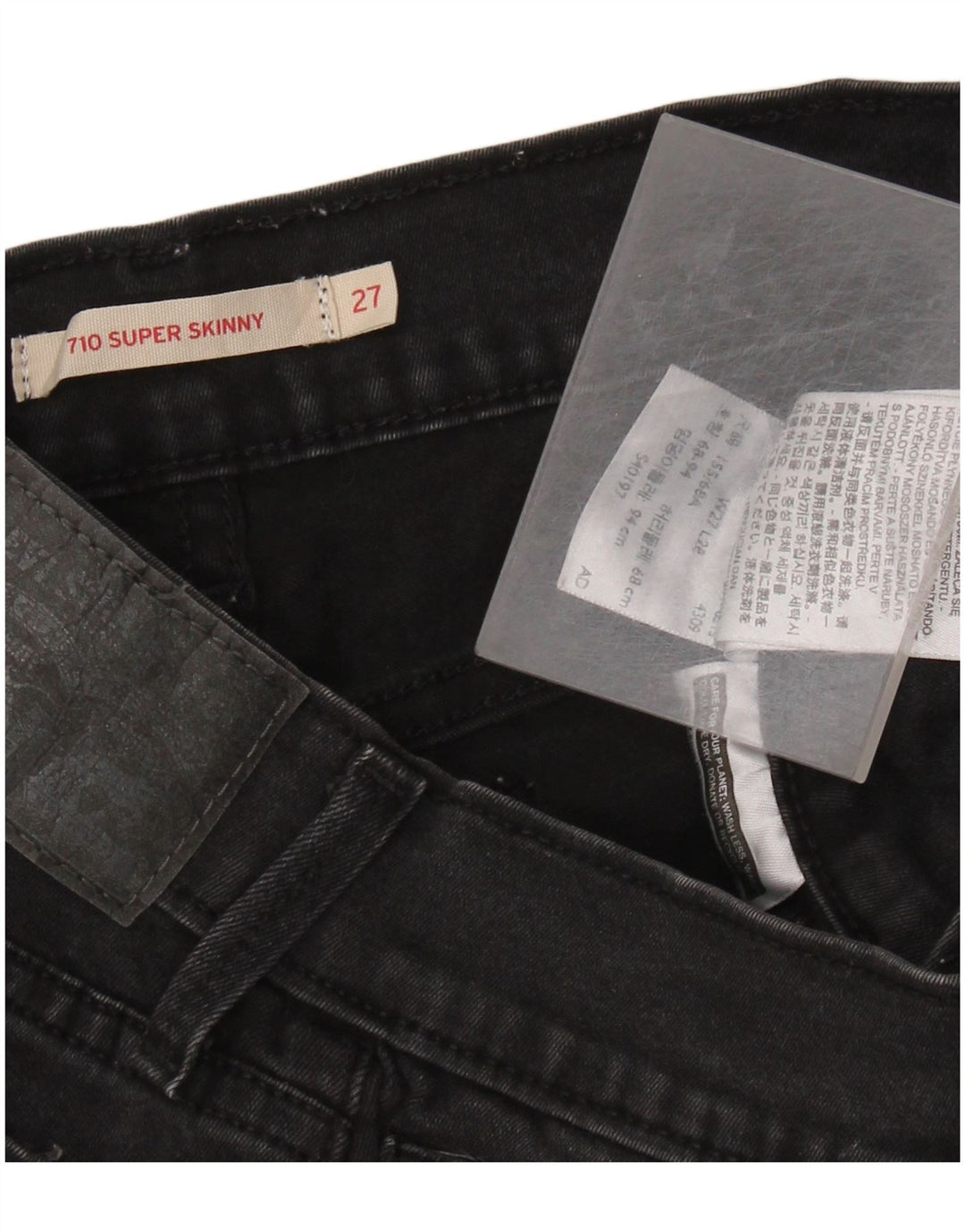 Calça jeans feminina LEVI'S 710 Super Skinny W27 L28 algodão preto