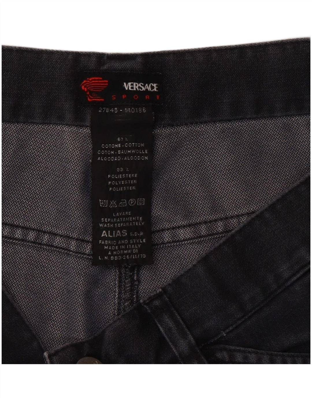 Jeans retos masculinos Versace W34 L34 algodão cinza