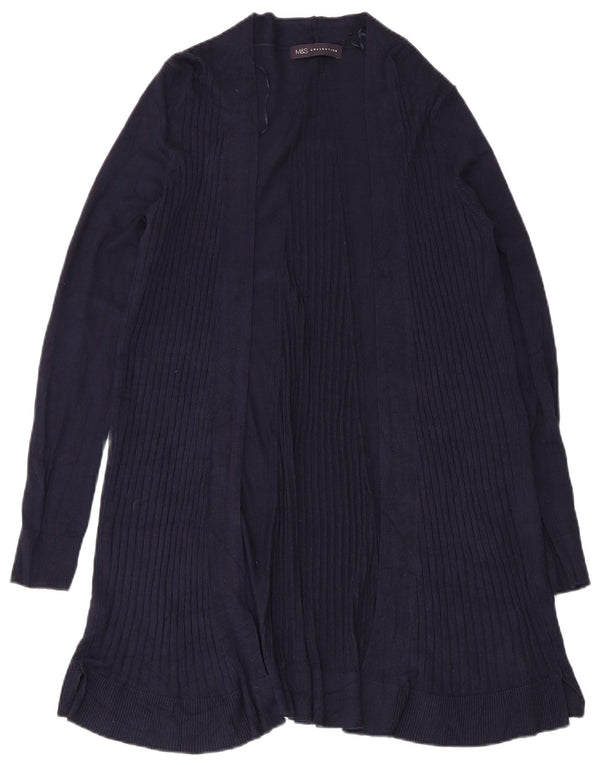 Suéter cardigã aberto com palangre feminino Marks & Spencer Reino Unido 10 pequeno azul marinho