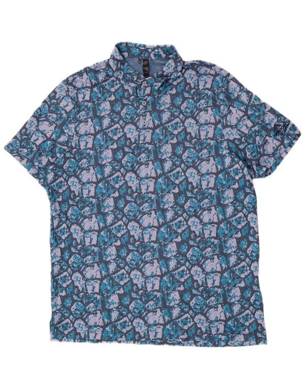 Adidas Mens Abstract Pattern Polo Shirt XL Blue Polyester