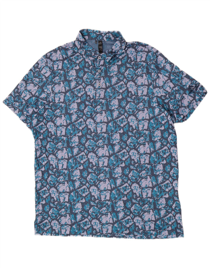 Adidas Mens Abstract Pattern Camisa Polo XL Azul Poliéster