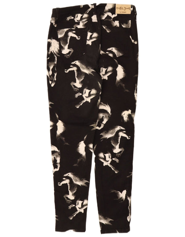 Calça feminina casual skinny DESIGUAL EU 44 XL W34 L31 preta estampa animal